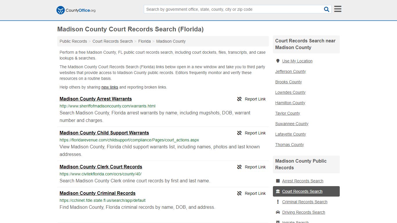 Madison County Court Records Search (Florida) - County Office