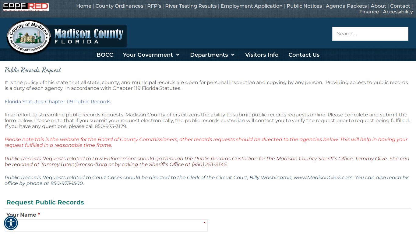 Public Records Request - Madison County, Florida